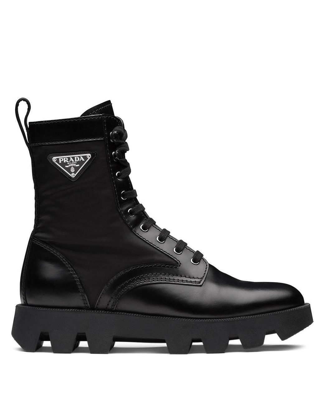 Prada Panelled Combat Boots in Black for Men - Lyst