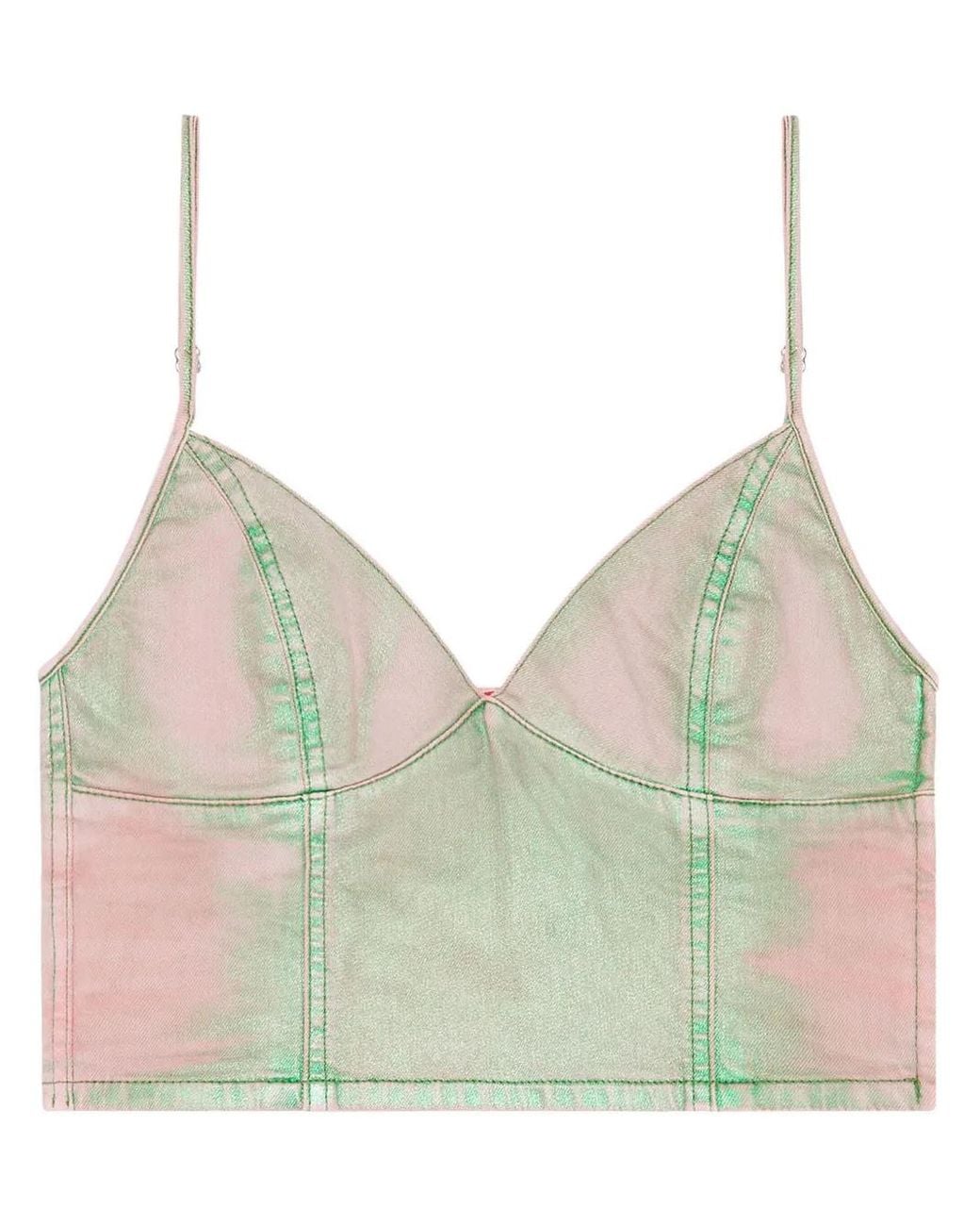 DIESEL Green De-Fulvy-S Denim Cropped Top