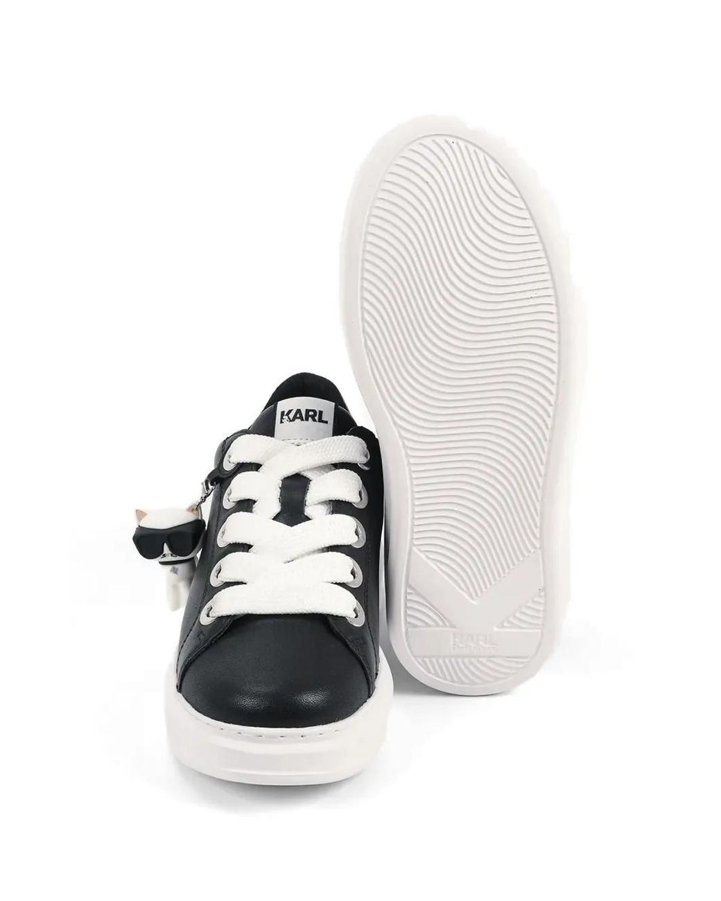 Karl Lagerfeld White Dog-Charm Lace-Up Sneakers
