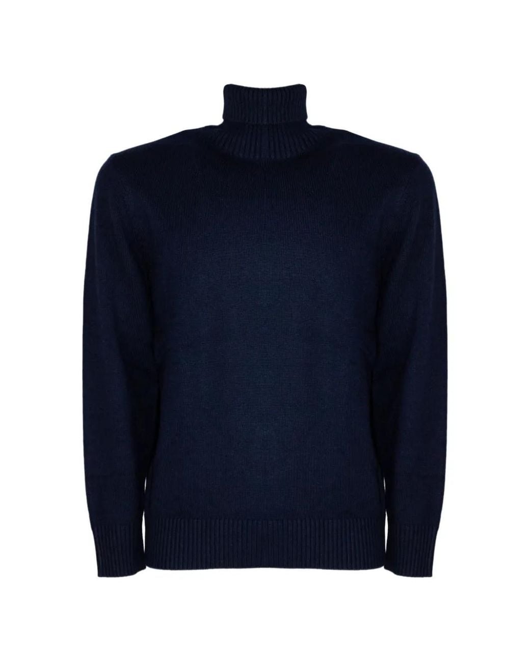 Kangra Blue Roll-Neck Stockinette-Stitch Sweater for men