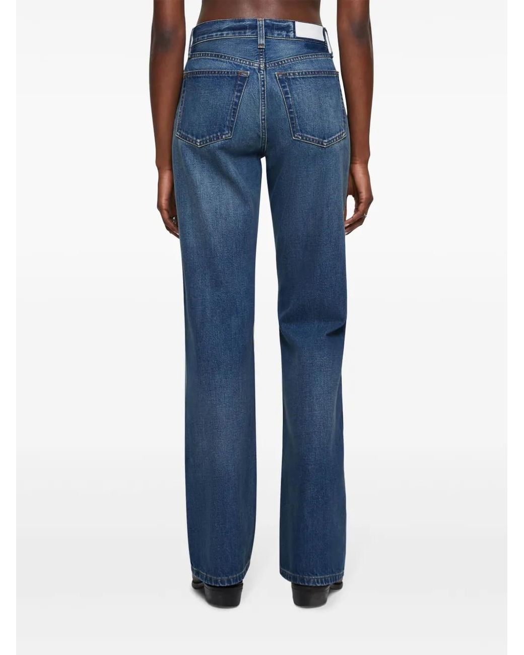 Re/done Blue Whiskered High-Rise Straight Jeans