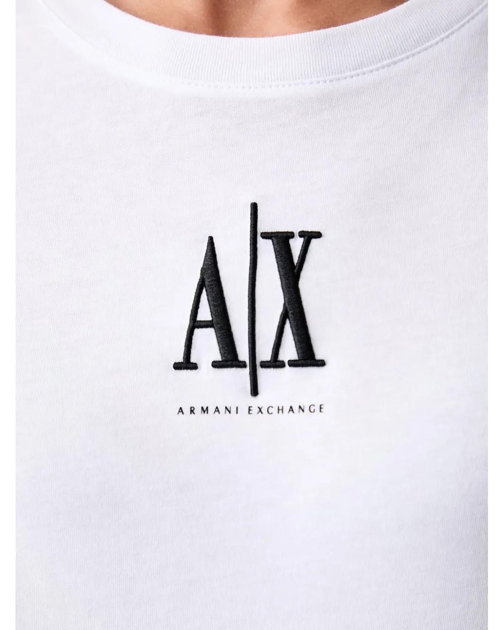 ARMANI EXCHANGE White Logo-Embroidered T-Shirt