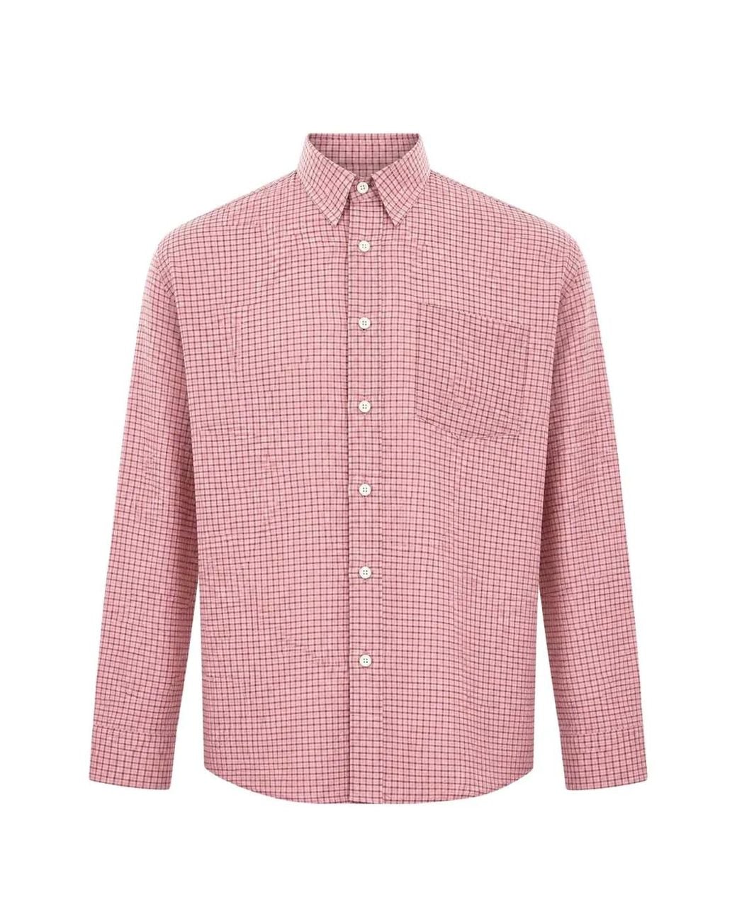 sunflower Pink Stable Check-Pattern Button-Down Shirt for men
