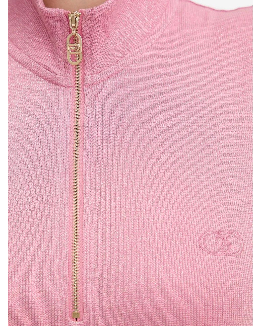Liu Jo Pink Half-Zip Crop Top
