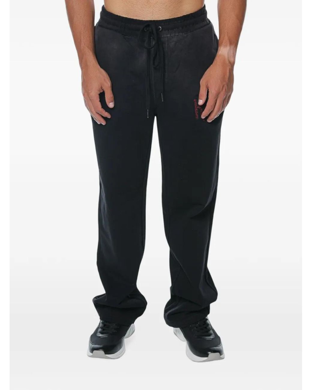Ksubi Black Paise Logo-Embroidered Track Pants for men