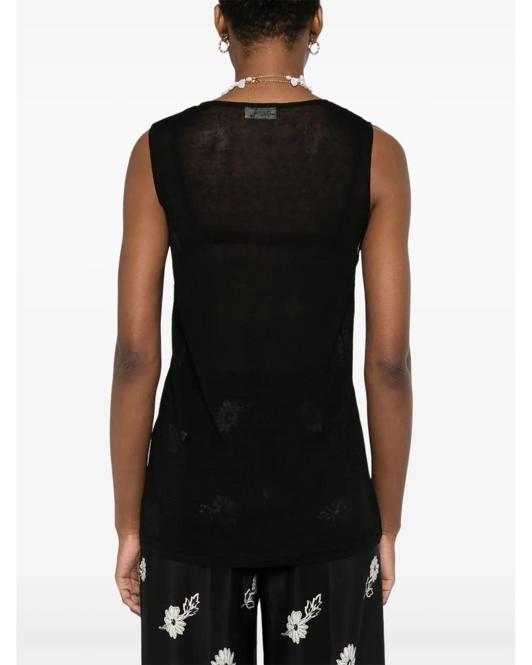 P.A.R.O.S.H. Black Fine-Knit Tank Top