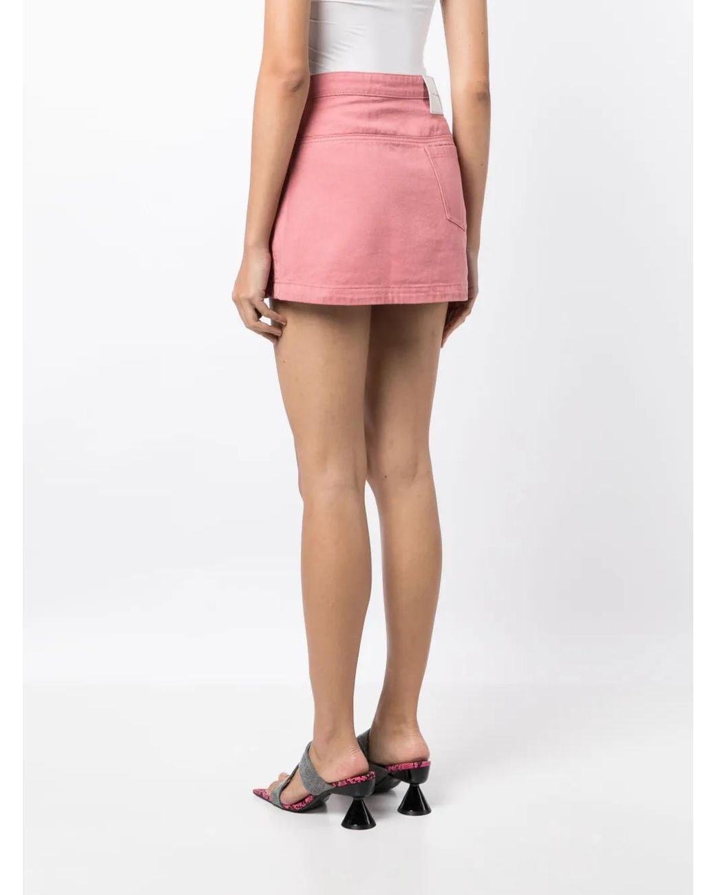 Feng Chen Wang Pink Asymmetric Cargo-Pocket Miniskirt