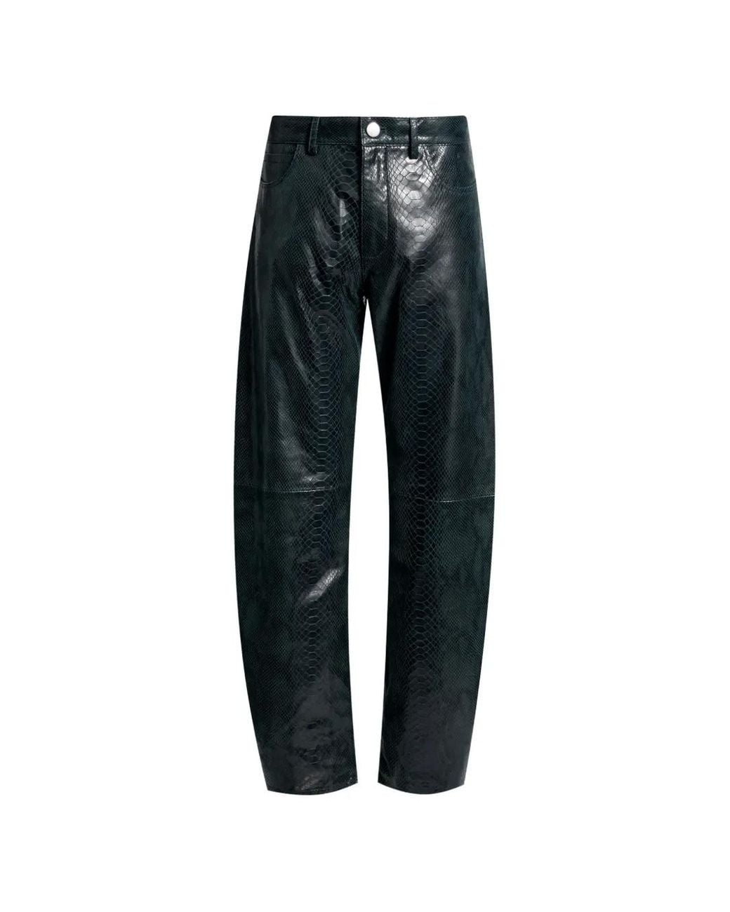 DUCIE Black Billie Python-Embossed Leather Trousers