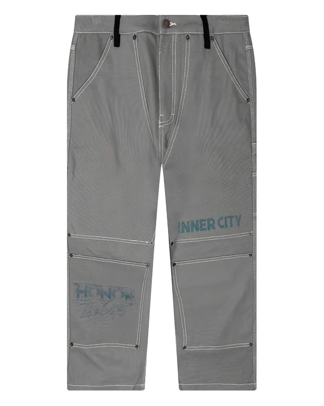 Honor The Gift Gray Logo-Print Cropped Trousers for men