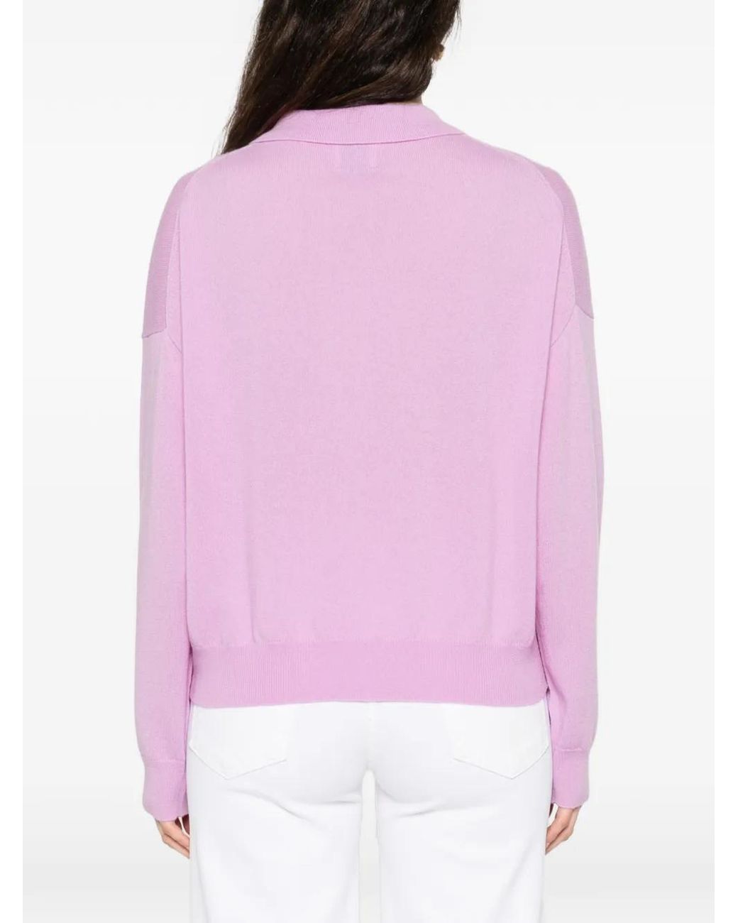 Allude Pink Button Collared Pullover