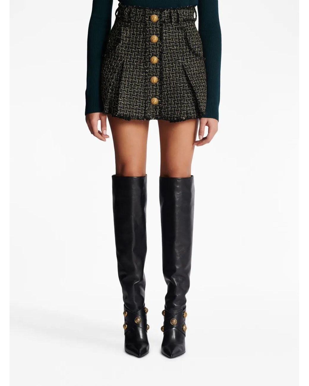 Balmain Black Pleated Mini Skirt
