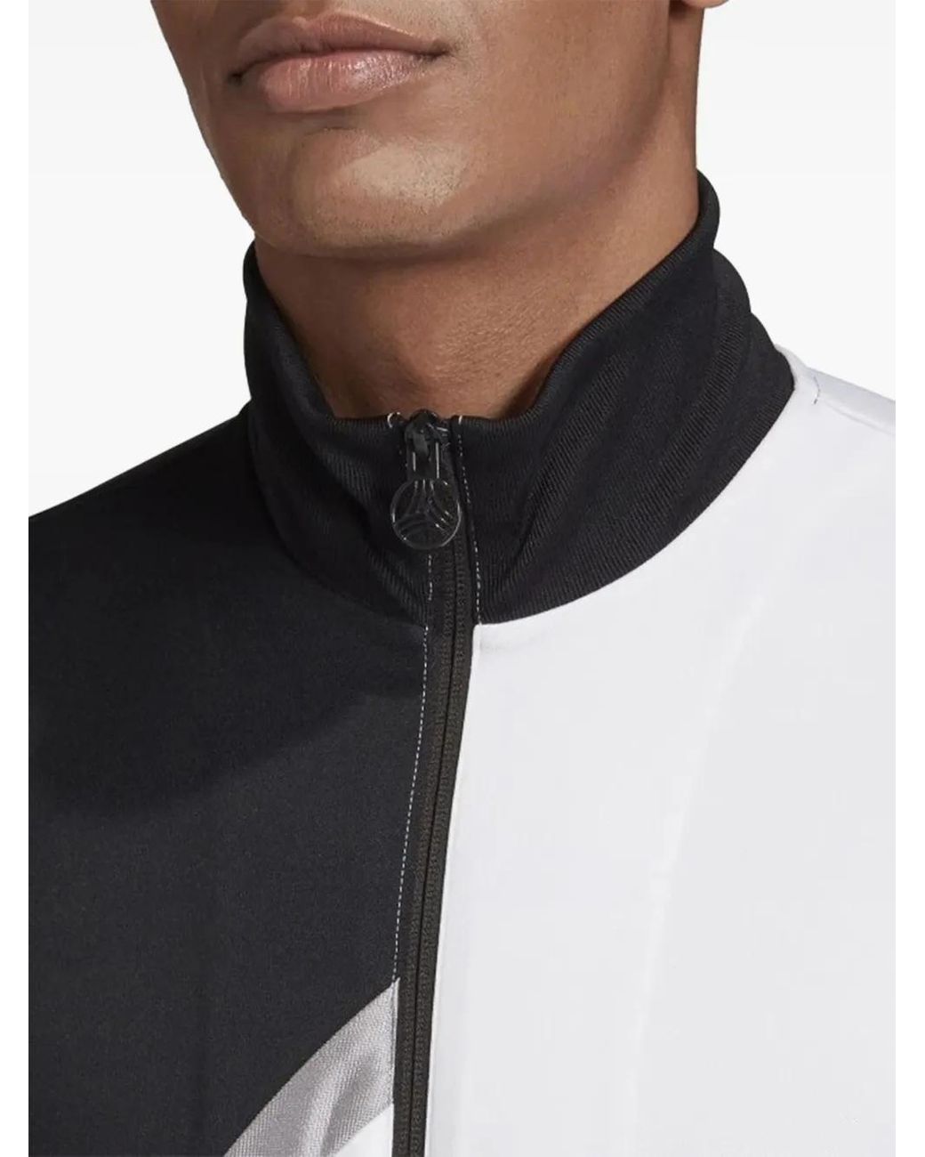 Adidas White Diagonal-Panel Track Jacket for men