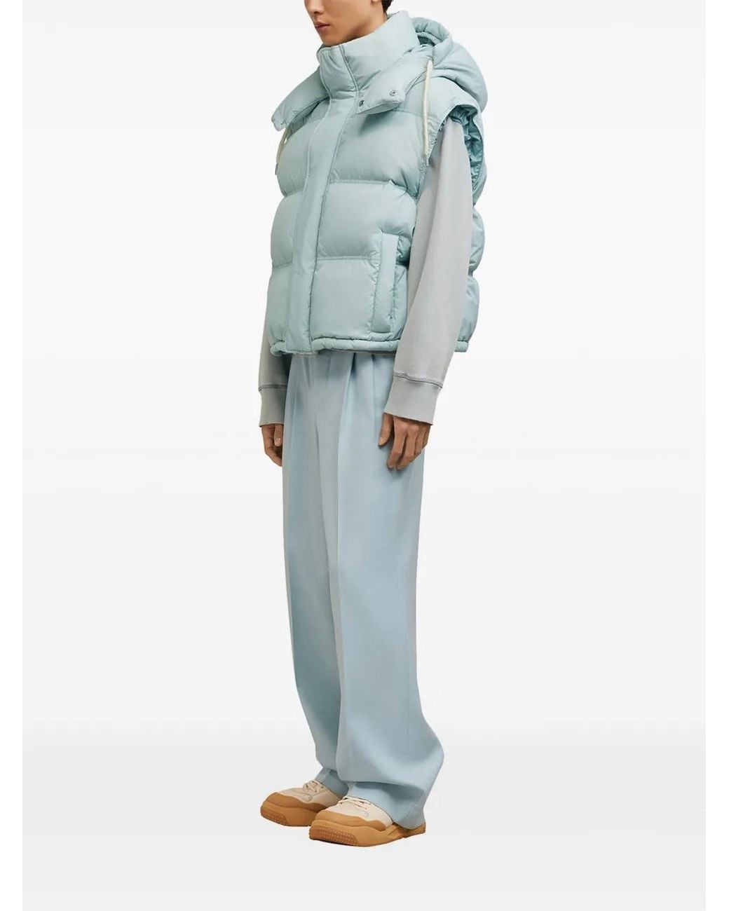 AMI Blue Hooded Padded Gilet