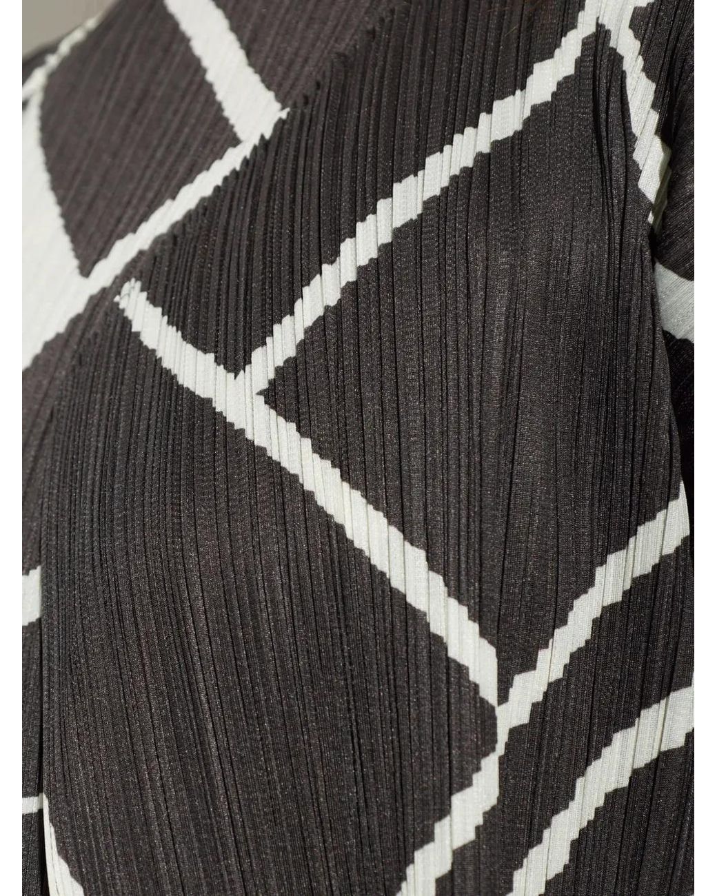 Pleats Please Issey Miyake Black Pleated Geometric-Print Jacket