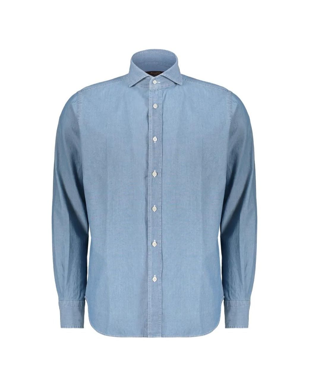 Moorer Blue Button-Up Denim Shirt for men