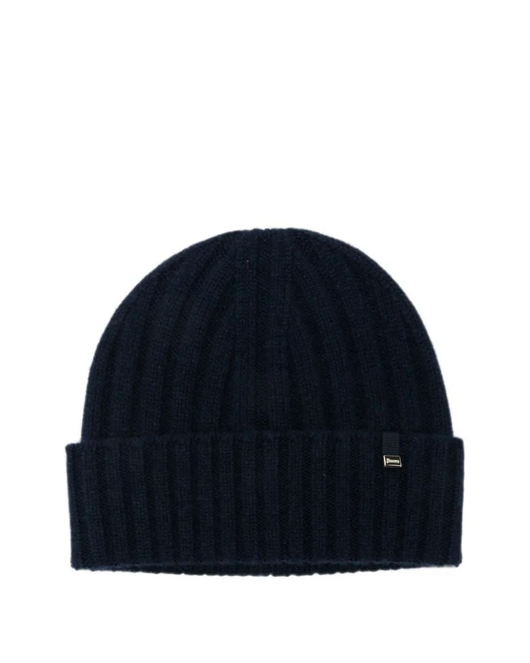 Herno Blue Ribbed-Knit Beanie Hat