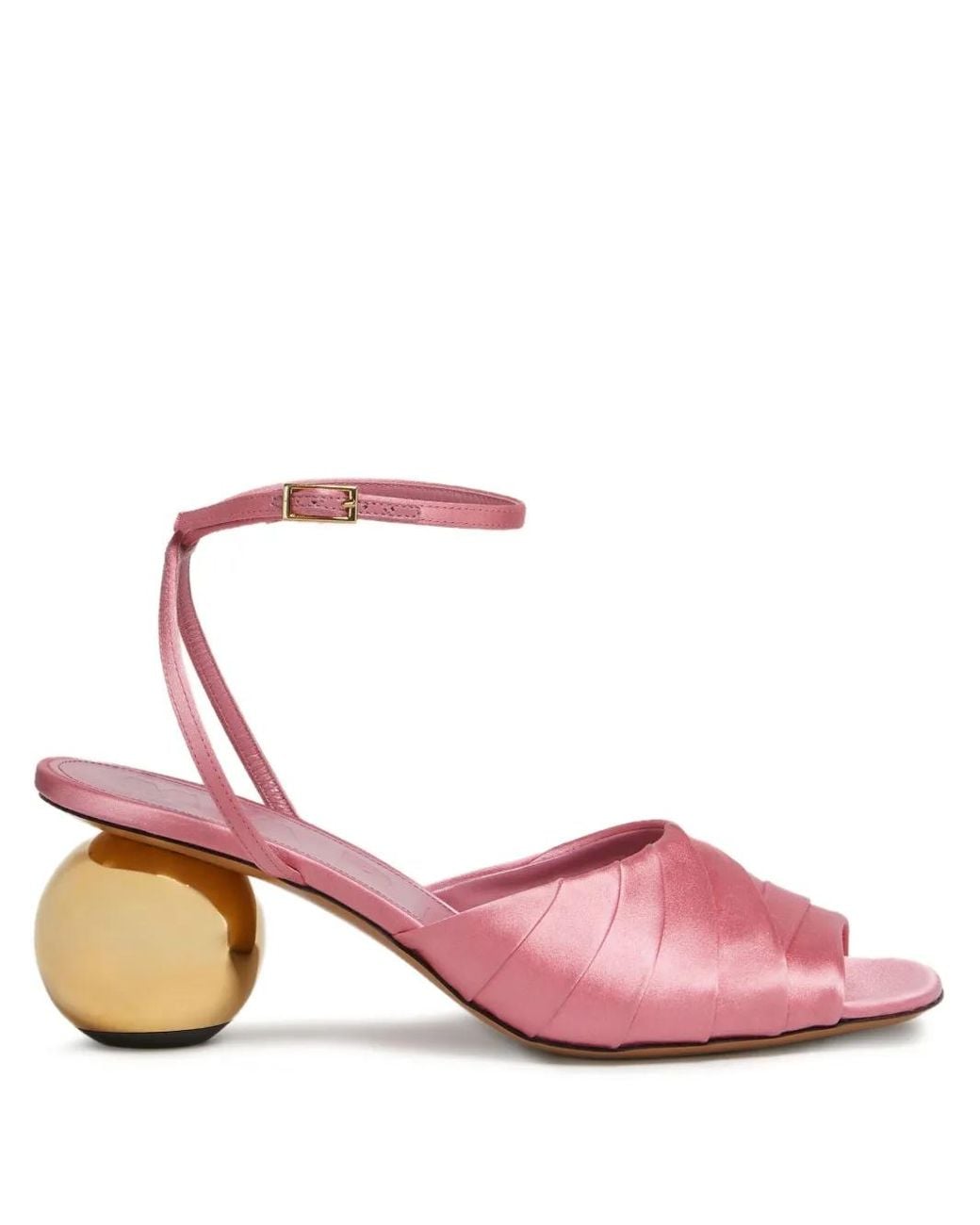 Marni Pink Folded Satin Sandals With Spherical Heel