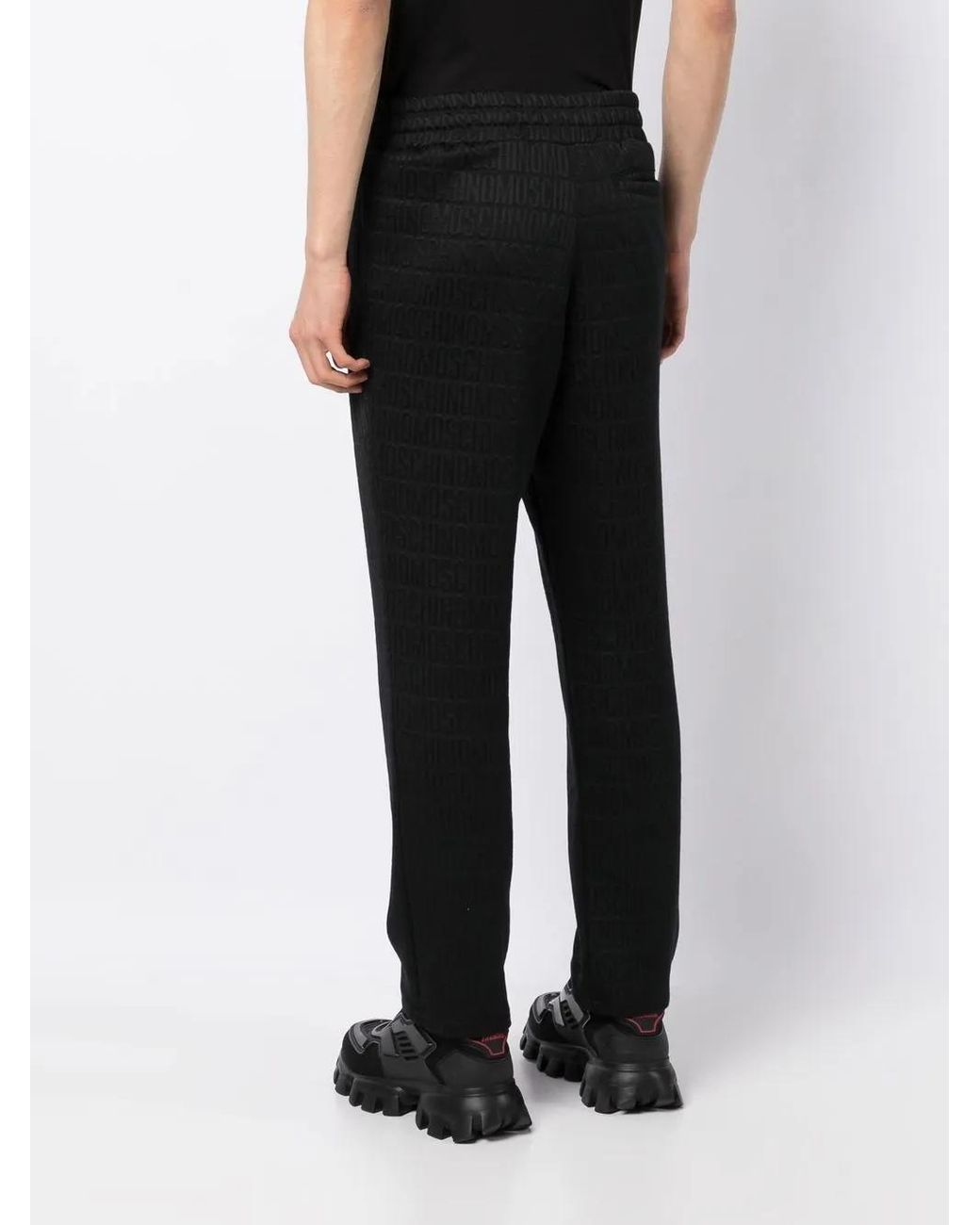 Moschino Black Logo-Print Trousers for men