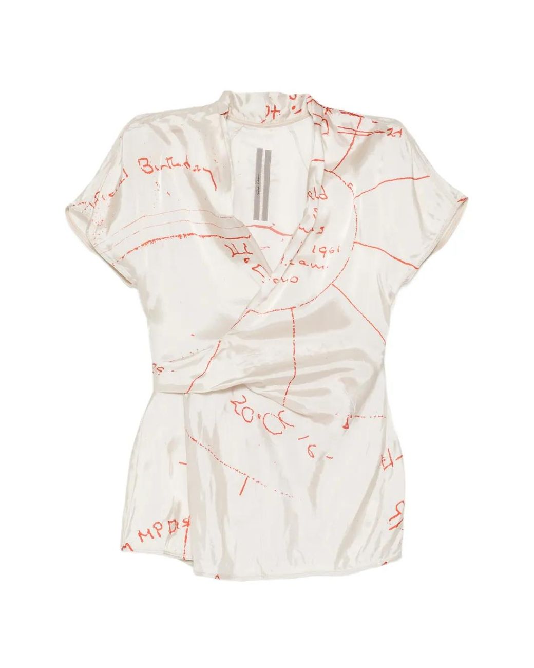 Blusa Wrap Ss Rick Owens de color White