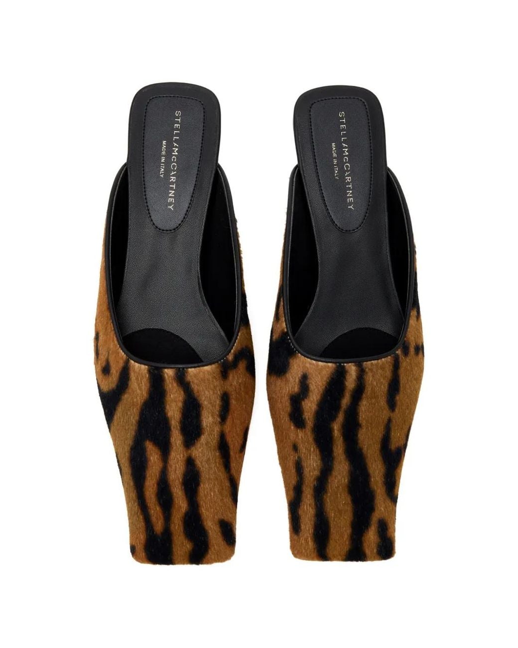 Stella McCartney Brown Square-Toe Ocelot Backless Mules