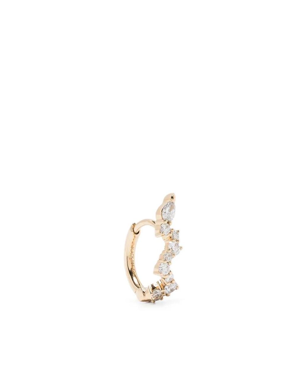 Maria Black White 14Kt Concrete Sky Diamond Huggie Earring