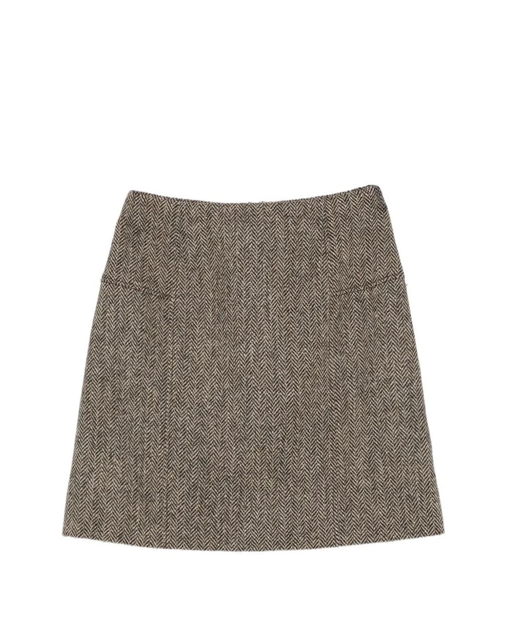 Paul Smith Gray Herringbone-Weave Wool Mini Skirt