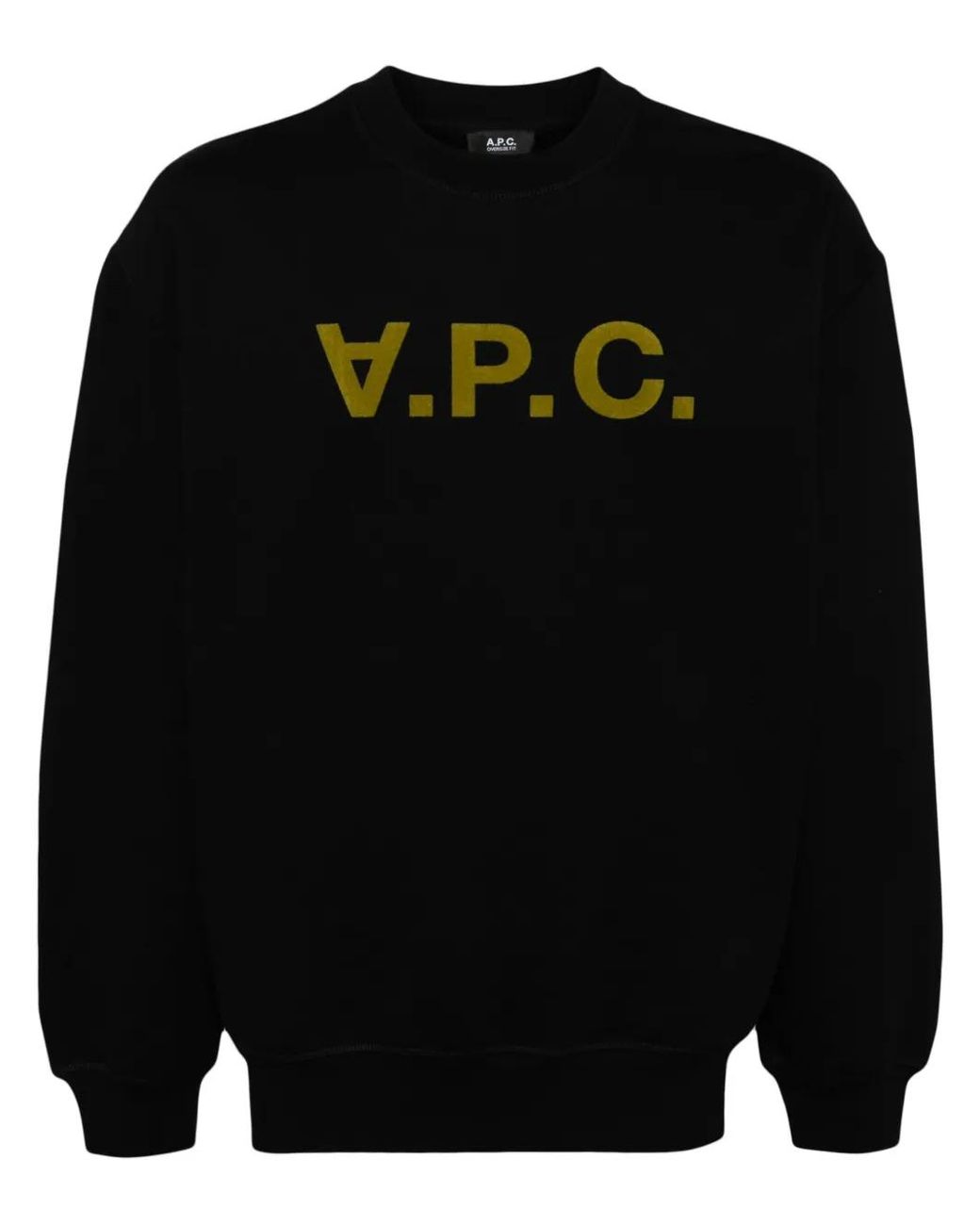 A.P.C. Black Devoré Effect Logo-Print Round Neck Sweatshirt for men