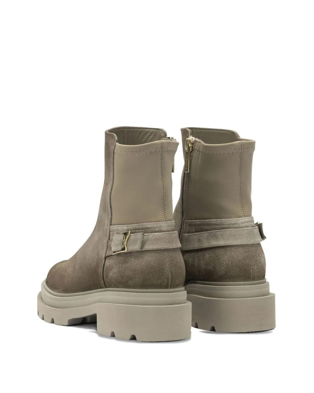 Santoni Brown Suede Ankle Boots With Zipper