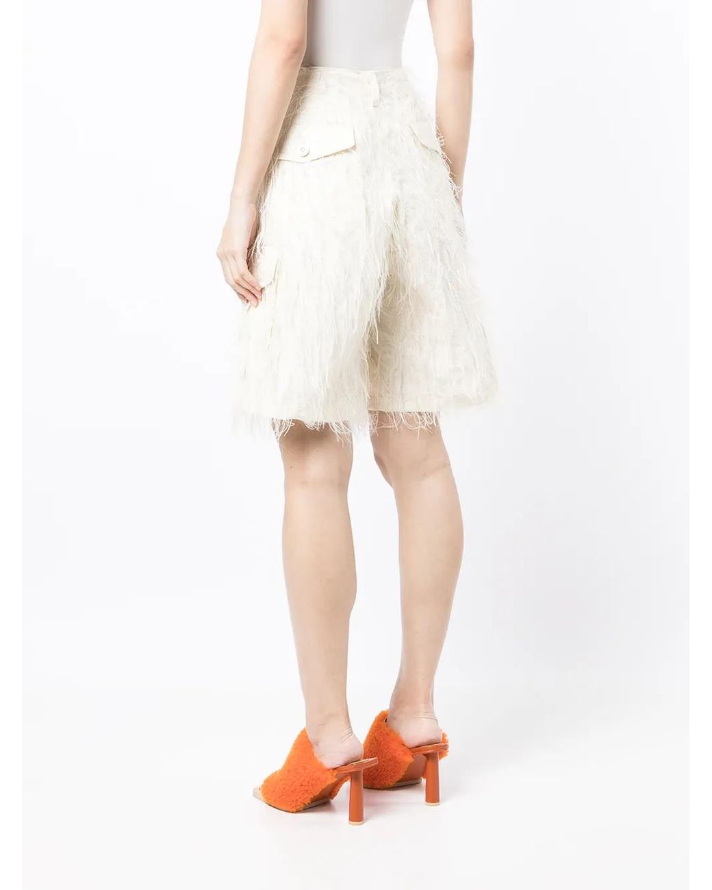 Undercover White Fringed Cargo Shorts