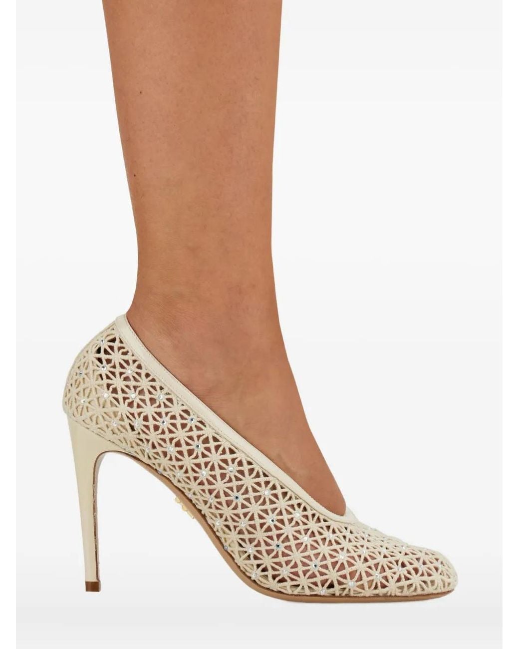 Ferragamo Natural Macramé Pumps