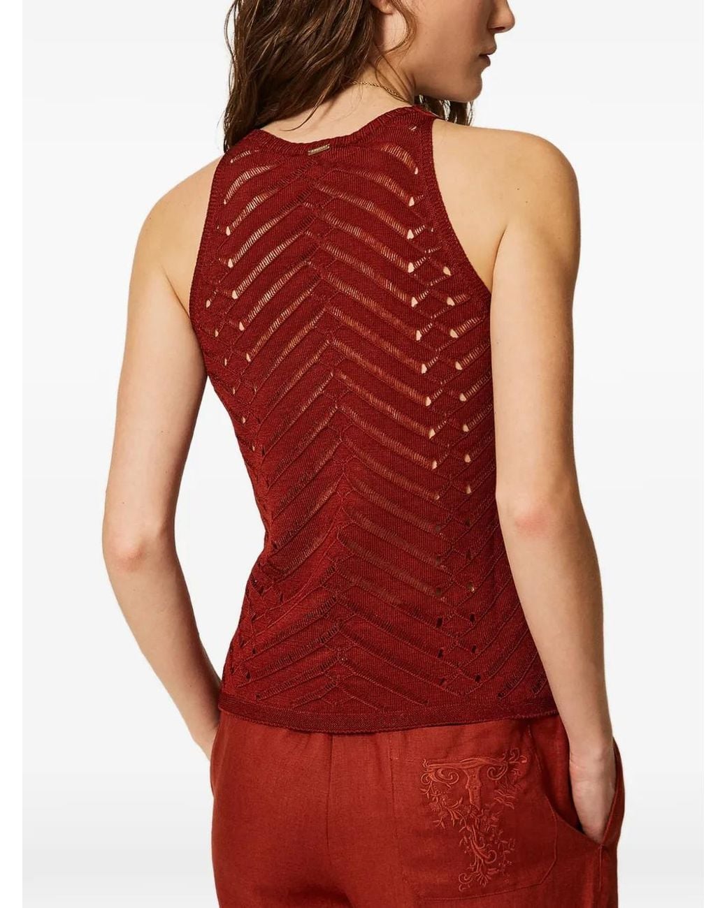 Haut En Maille À Motif De Chevrons Twinset en coloris Red
