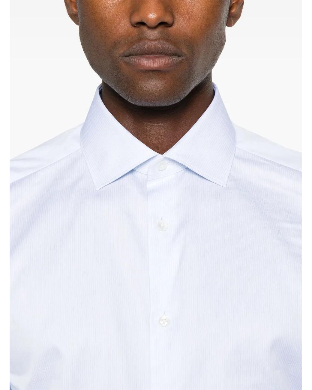 Zegna White Pinstriped Shirt for men