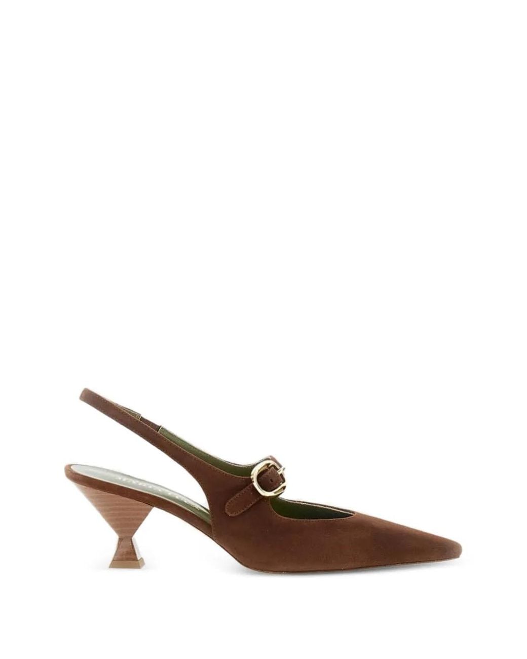 MARIA LUCA Brown Buckle-Slingback Pumps