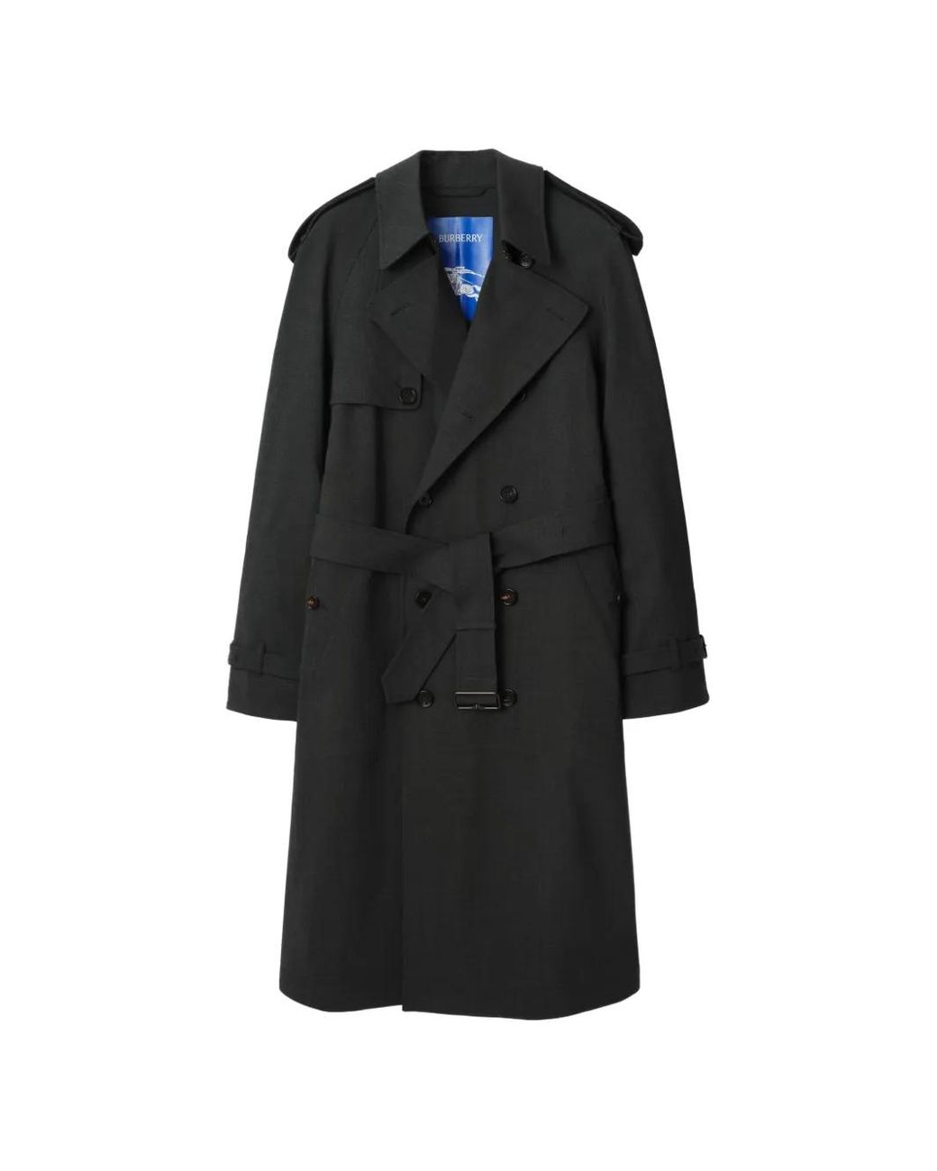 Burberry Black Long Bonded Stretch Wool Trench Coat for men