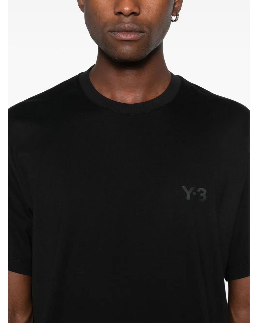 Y-3 Black Logo Cotton T-Shirt for men