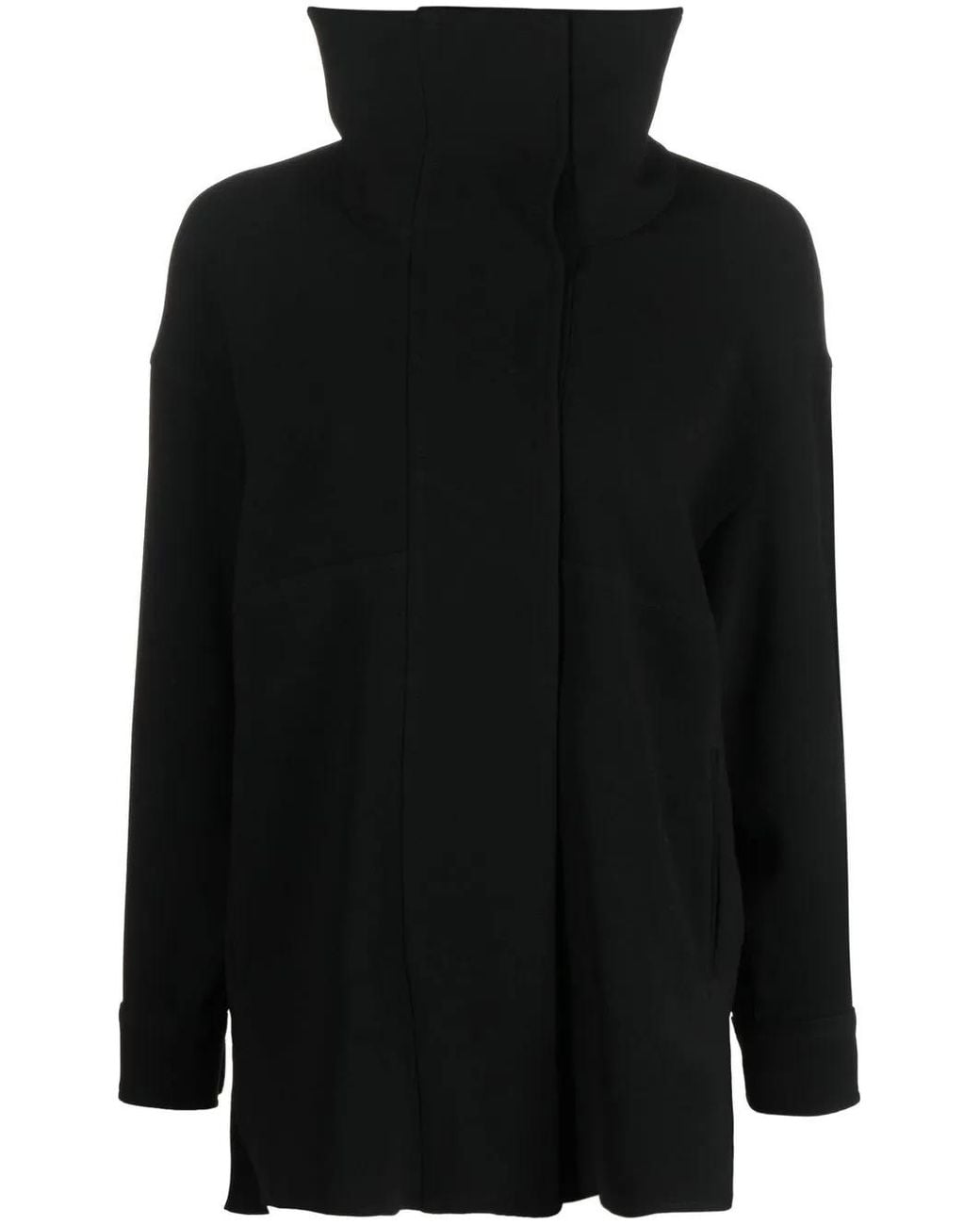 Alberto Biani Black High-Neck Exposed-Seam Top