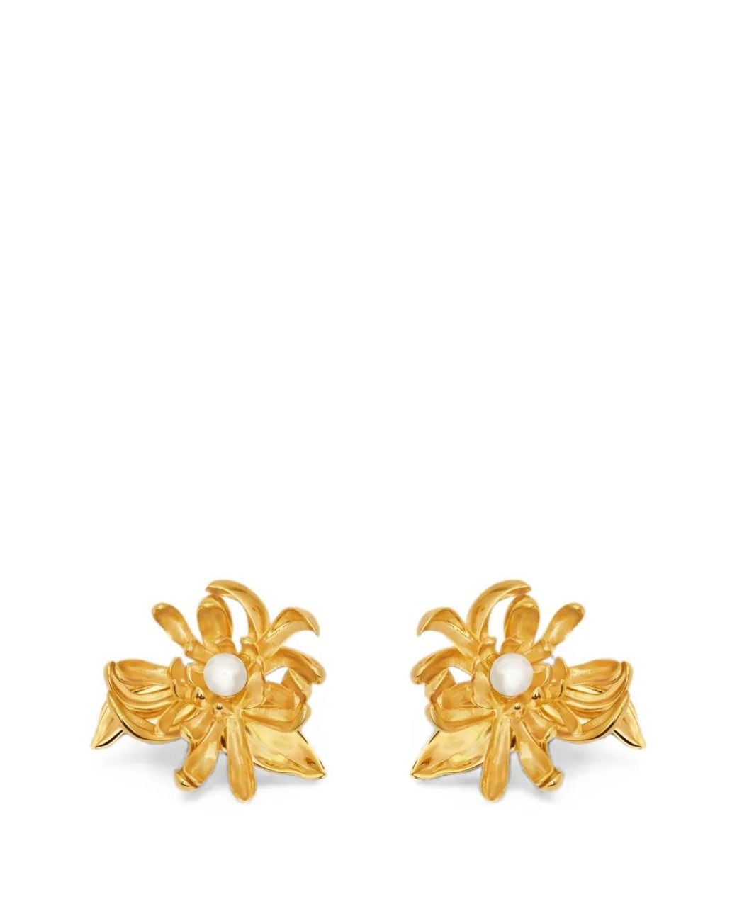 Oscar de la Renta Metallic Chrysanthemum Earrings