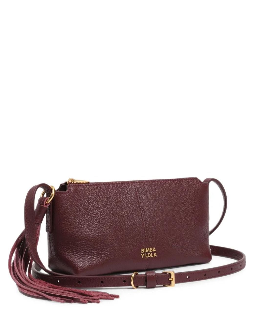 Bimba Y Lola Purple Burgundy Leather Mini Cross Body Bag