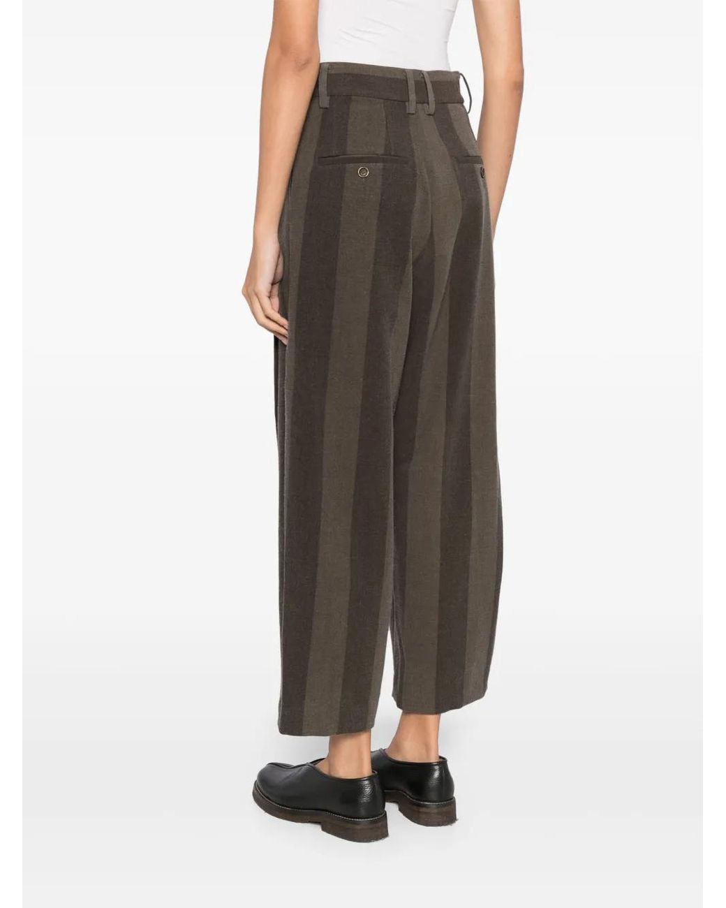 Pantalones De Mezcla De Lana Con Pinzas Uma Wang de color Gray