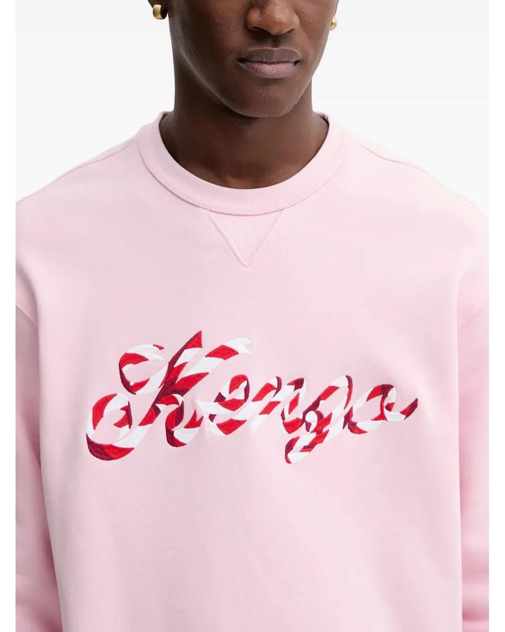 KENZO Pink Embroidered Crew Neck Sweatshirt for men