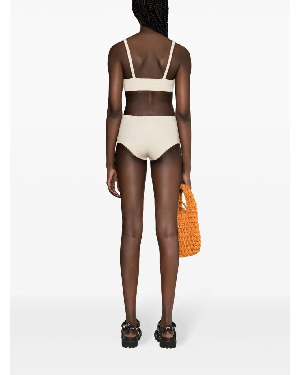 Alanui Natural Finest High-Waist Ribbed Shorts