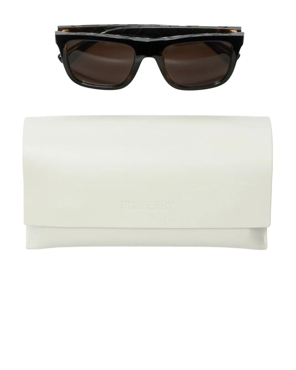 Burberry Brown Embossed Check Square Sunglasses for men