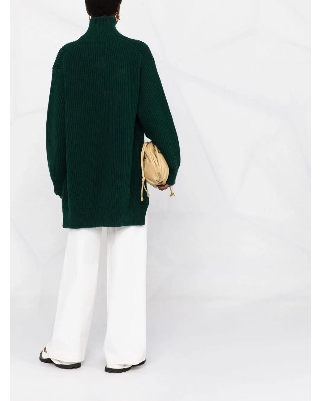 Jil Sander Green Roll-Neck Ribbed-Knit Jumper