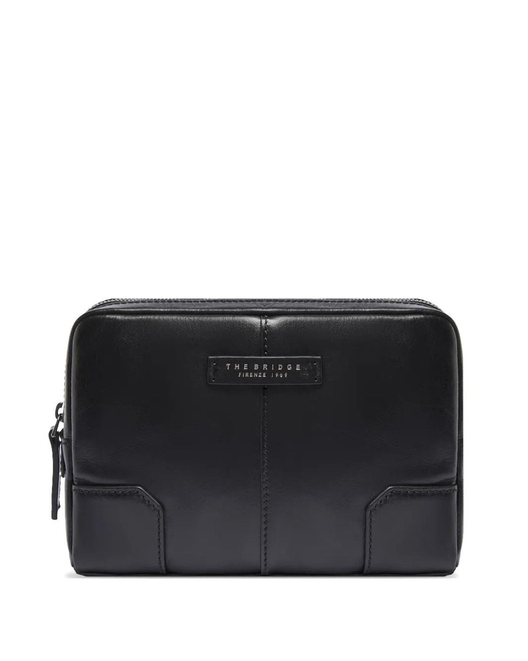 The Bridge Black Vespucci Leather Zip-Top Clutch Bag for men