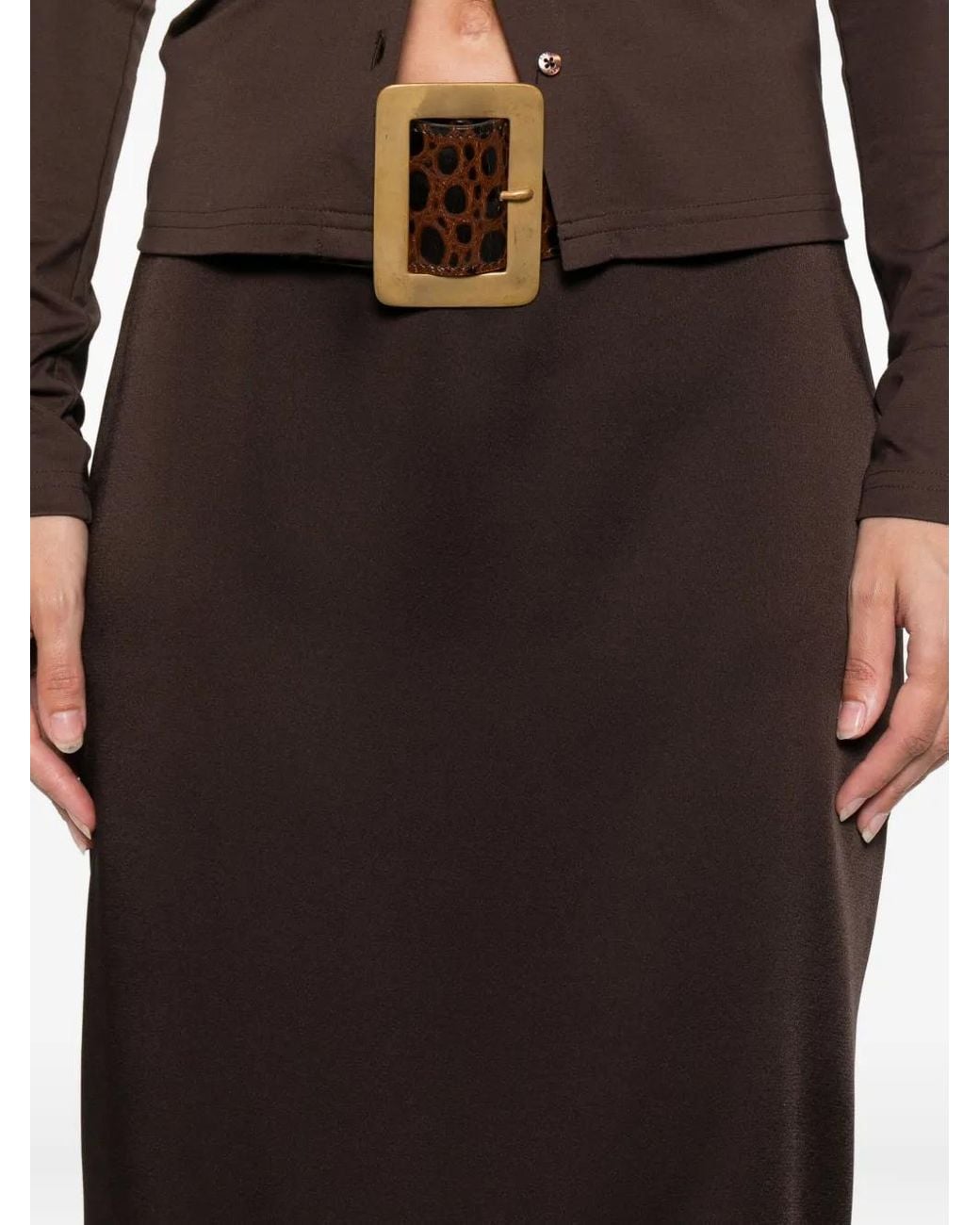 Tom Ford Brown Silk Pencil Skirt