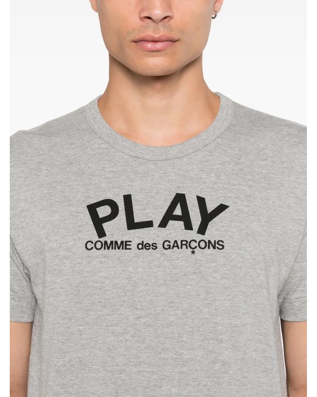 COMME DES GARÇONS PLAY Gray Logo-Print Cotton T-Shirt