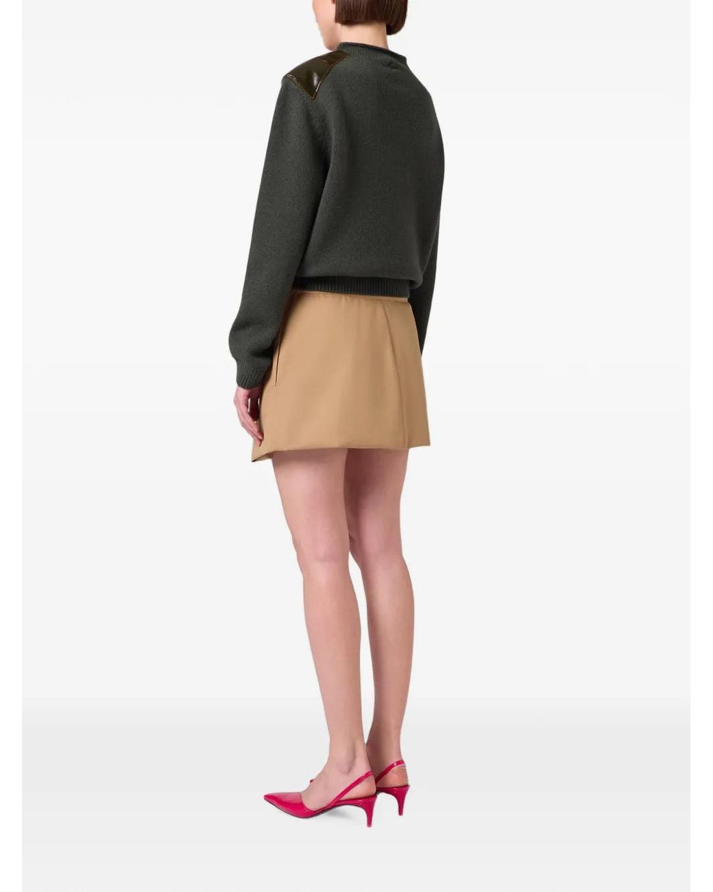 MSGM Natural Pleated-Detail Mini Skirt