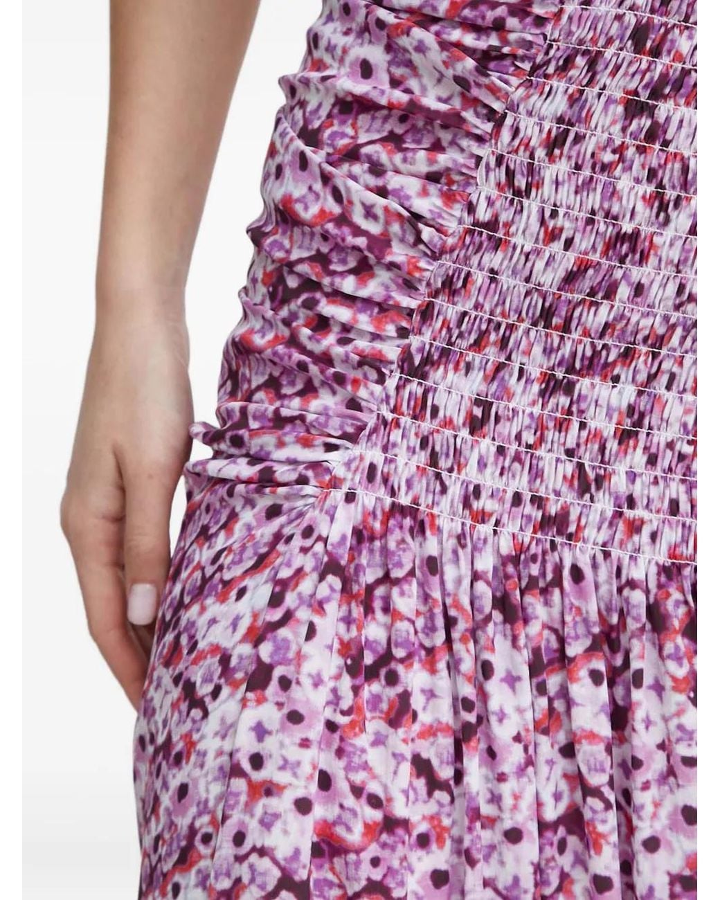 IRO Purple Noseti Shirred Floral Asymmetric Skirt