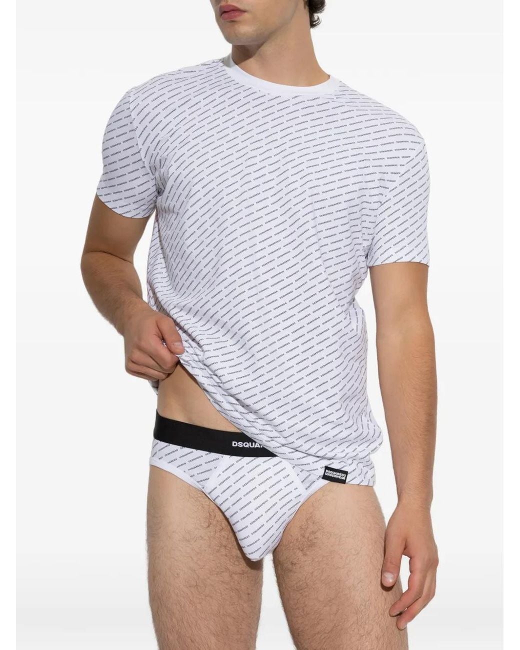DSquared² White Logo-Print Briefs And Undershirt Set for men