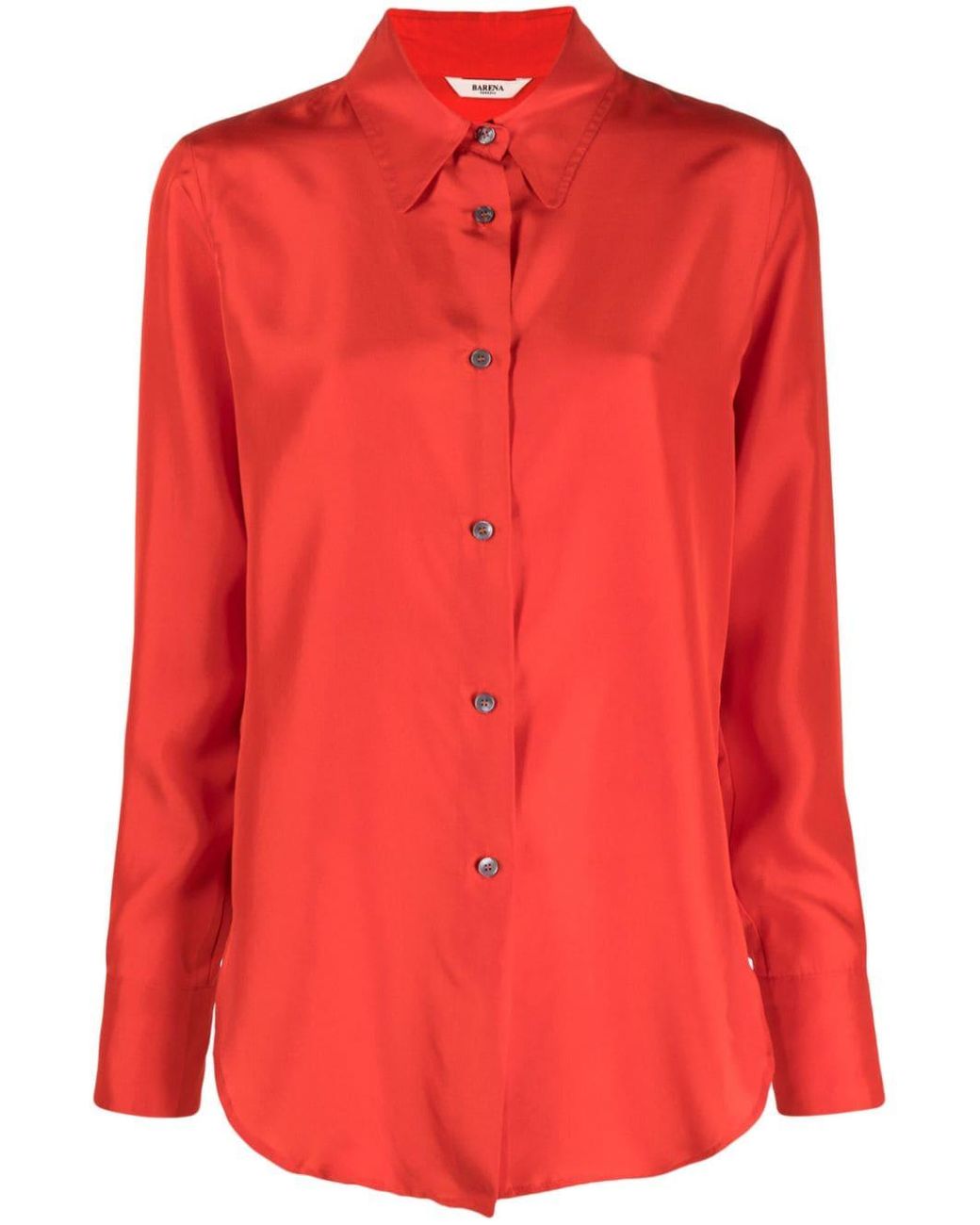 Barena Long-sleeve Silk Shirt in Red | Lyst UK